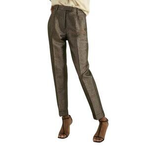 Reiss Sienna Sparkle Tapered Trousers pants gold  size 6